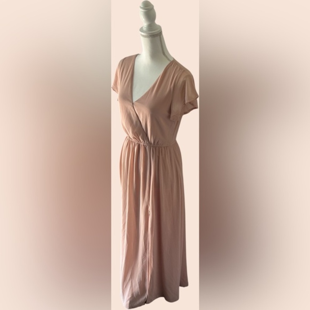 Lulu's Peach V-Neck Maxi Dress